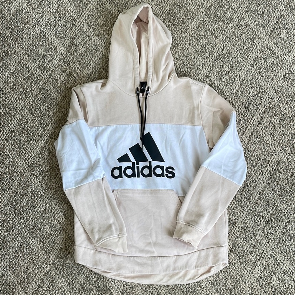 Adidas Two Tone Khaki and White Hoodie